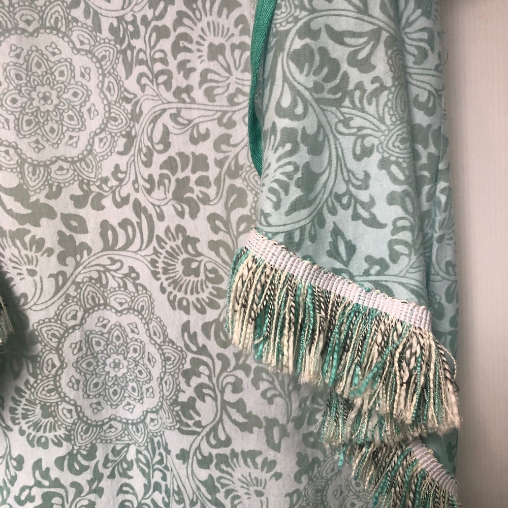 Lounge wear or Summer bathing suit cover-up, floral geometric burnout pattern